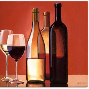 Wandbild ARTLAND Wein Trio Bilder Gr. B/H: 120 cm x 90 cm, Leinwandbild Getränke Querformat, 1 St., rot Kunstdrucke als Leinwandbild, Wandaufkleber oder Poster in versch. Größen