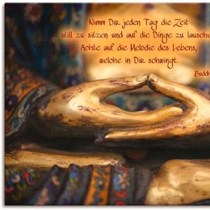 Wandbild ARTLAND Weisheit Bilder Gr. B/H: 120 cm x 90 cm, Leinwandbild Religion, 1 St., goldfarben Kunstdrucke als Leinwandbild, Wandaufkleber oder Poster in versch. Größen