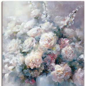 Wandbild ARTLAND Weißer Strauß Bilder Gr. B/H: 90 cm x 120 cm, Leinwandbild Blumen Hochformat, 1 St., beige (naturfarben) Kunstdrucke
