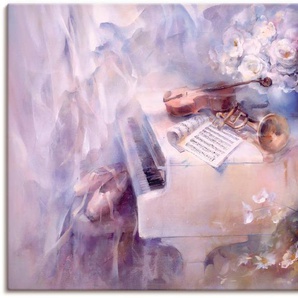 Wandbild ARTLAND Wie ein Lied Bilder Gr. B/H: 120 cm x 90 cm, Leinwandbild Instrumente Querformat, 1 St., grau Kunstdrucke