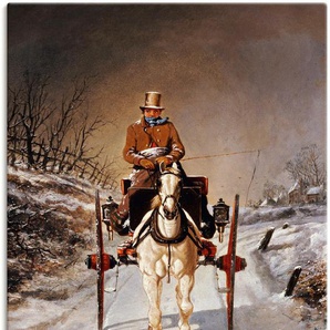Wandbild ARTLAND Winterliche Kutschfahrt. 1862 Bilder Gr. B/H: 90 cm x 120 cm, Leinwandbild Kutschen, 1 St., grau Kunstdrucke als Leinwandbild, Wandaufkleber oder Poster in versch. Größen