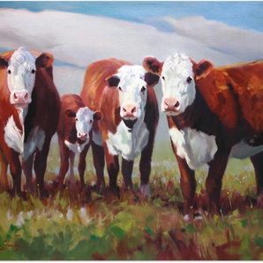 Wandbild ARTLAND Zuhause der Kühe Bilder Gr. B/H: 80 cm x 60 cm, Alu-Dibond-Druck Haustiere Querformat, 1 St., braun Kunstdrucke