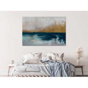 Wandbild Golden Grasses Leinen Grau 90 x 60cm