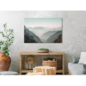 Wandbild Mountain Horizon Leinen Grün 120 x 80cm