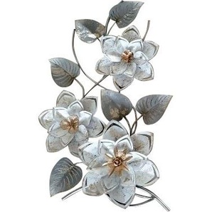 Wandbild MYFLAIR MÖBEL & ACCESSOIRES Wandbild Blumen, silber/weiß Bilder Gr. B/H/T: 39 cm x 69 cm x 6 cm, Hochformat, silberfarben (silber) Kunstdrucke maschinell