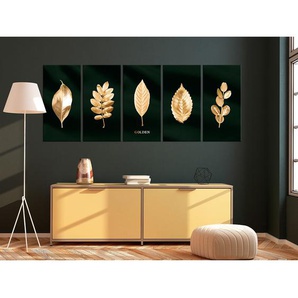 Wandbild Noble Collection 5-teilig Leinen Gold 200 x 80cm