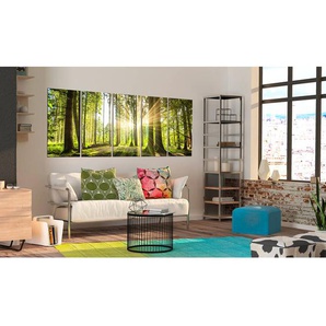 Wandbild Sunlight Leinen Grün 225 x 90cm