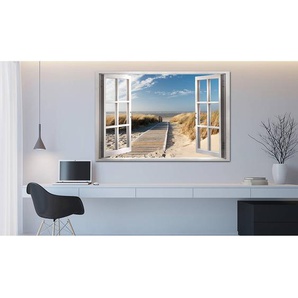 Wandbild Window: View of the Beach Leinen 120 x 80cm
