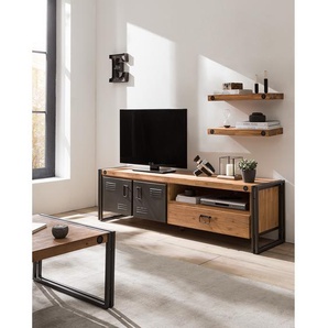 Wandboard 2er-Set Massivholz Akazie, gebürstet & lackiert Braun 60cm