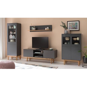 Wandboard Rückwand: MDF Mitteldichte Holzfaserplatte , lackiert Ablageboden: Massivholz Eiche, lackiert Grau/Grau 120 x 30 x 25cm