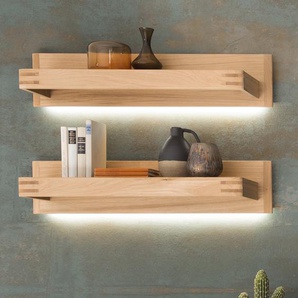 Wandboard I 2er-Set Spanplatte, furniert Braun 90 x 20 x 25cm