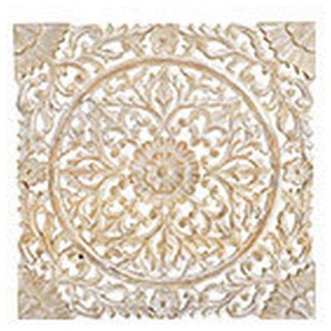 Wanddeko, Weiß, Holz, Mangoholz, 50x50x2 cm, Dekoration, Skulpturen & Dekoobjekte, Wanddeko