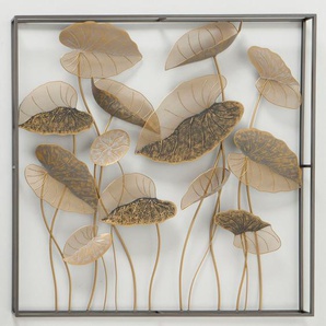 Wanddekoobjekt BOLTZE Floralis Wanddekoobjekte Gr. B/H/T: 11 cm x 104 cm x 106 cm, beige (goldfarben,beige,schwarz) Wanddekoration