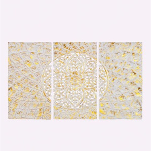 Wanddekoobjekt HEINE HOME Wanddekoobjekte Gr. B/H/T: 120 cm x 76 cm x 3 cm, goldfarben (weiß, goldfarben) Wanddekoration