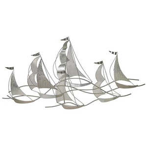 Elegante Wanddekoration Segelboote silber / weiß Americium