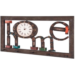 Wandgarderobe , Blau, Braun, Grün, Rot, Weiß , Metall , Vintage , 70x35x8 cm , Garderobe, Garderobenleisten & Garderobenhaken