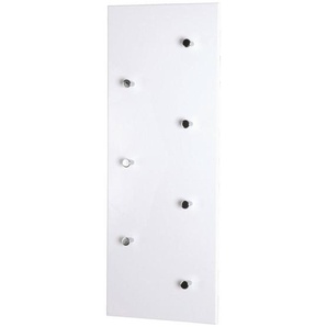 Wandgarderobe, Chrom, Weiß Hochglanz, Metall, Holzwerkstoff, 80x30x6 cm, Garderobe, Garderobenleisten & Garderobenhaken