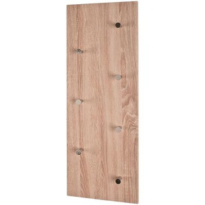 Wandgarderobe , Eiche, Chrom , Metall , Holzoptik , 80x30x5.5 cm , Garderobe, Garderobenleisten & Garderobenhaken