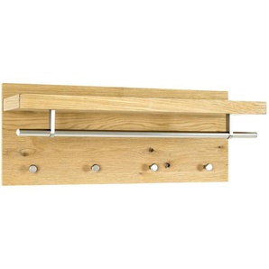 Wandgarderobe , Eiche, Edelstahl , Holz, Metall , Eiche , furniert , 75x30x26 cm , Hutablage, Kleiderstange , Garderobe, Garderobenleisten & Garderobenhaken