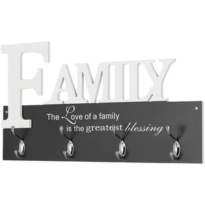 Wandgarderobe   Family ¦ schwarz ¦ MDF-Platte,Metall ¦ Maße (cm): B: 50 H: 29 T: 7.0