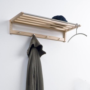 Wandgarderobe Gaston Caritas Wendelstein Esche/Edelstahl silber, Designer Hoisl & Bieger, 14x72x30 cm