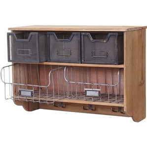 Wandgarderobe HHG 318, Garderobe Regal, Tanne Holz Vintage Patchwork 42x60x24cm