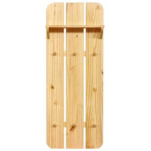 Wandgarderobe Kiefern Holz, 6 Haken, 1 Ablage - Garderobenleiste, Hakenleiste, Garderobenpaneel, Flurgarderobe