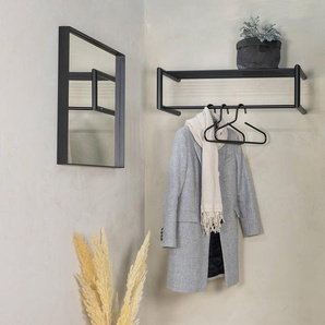 Wandgarderobe Sayner 80 x 23 x 34cm Schwarz/Schwarz