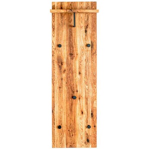 Wandgarderobe , Schwarz, Eiche , Holz, Metall , Eiche , massiv , 30x100x20 cm , Hutablage , Garderobe, Garderobenleisten & Garderobenhaken