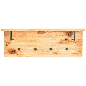 Wandgarderobe , Schwarz, Eiche , Holz, Metall , Eiche , massiv , 80x30x20 cm , Hutablage, Kleiderstange , Garderobe, Garderobenleisten & Garderobenhaken