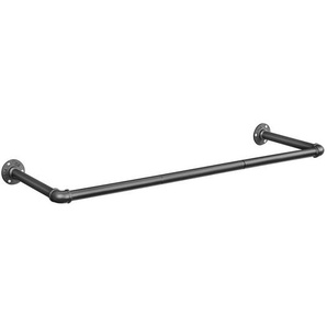 Wandgarderobe, Schwarz, Metall, 30x92 cm, Kleiderstange, Garderobe, Garderobenleisten & Garderobenhaken