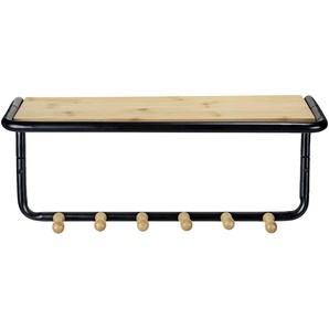 Wandgarderobe WENKO Loft Garderobenpaneele Gr. B/H/T: 58 cm x 26 cm x 26 cm, schwarz (schwarz, natur) Wandgarderoben aus Stahlrohr und Bambus