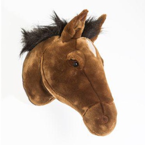 Wandgestaltung im Kinderzimmer mit wundervoller Tiertrophäe Pferd, braun, aus Plüsch