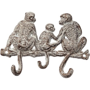 Wandhaken AMBIENTE HAUS Haken aus Gussisen - 3 Affen Haken weiß (antikweiß, braun) Haken