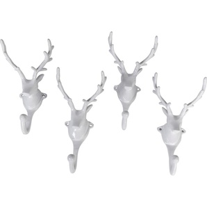 Wandhaken HOME AFFAIRE Wandgarderobe Kleiderhaken 4er SET Geweih in Kupfer Hirschgeweih Haken Gr. B/H/L: 9 cm x 17 cm x 7 cm, weiß Garderobenhaken Wandhaken Haken Garderobenhalter aus Aluminium
