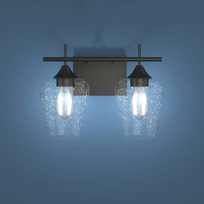 Wandlampe 2 flammig Glas, Wandleuchte, Retro Badleuchte Industrial Vintage Leuchte Metallbasis für Schlafzimmer Badezimmer Wohnzimmer Loft - Costway