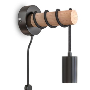 Wandlampe mit Holz - Industrial Design - Schwarz - 10W - E27 - Kenyon