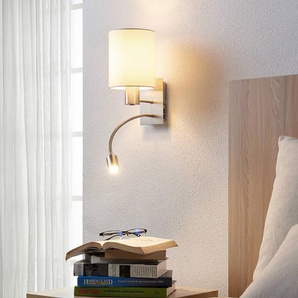 Wandlampe Shajan Lindby, weiß / opal, für Wohn- / Esszimmer, Textil / Stoff / Seide, Modern, Wandleuchte, Wandlampe Innen