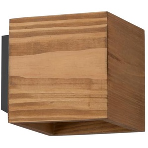 Wandleuchte Block Wood, Kiefer gebeizt/schwarz, 11 cm
