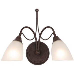 Wandleuchte , Braun, Creme, Weiß , Metall, Glas , 34x28x22 cm , Lampen & Leuchten, Innenbeleuchtung, Spots & Strahler, Wandstrahler