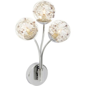 Wandleuchte BRILLIANT Joya Lampen Gr. 3 flammig, Höhe: 40 cm, grau (chromfarben) Wandleuchten 40 cm Höhe, 3 x G9, MetallGlas, chromfarben