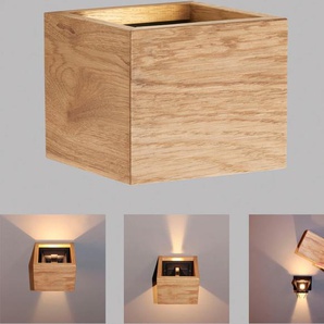 Wandleuchte FISCHER & HONSEL Shine-Wood Lampen Gr. 2 flammig, Höhe: 10,00 cm, braun (eiche natur geölt) LED Wandleuchten