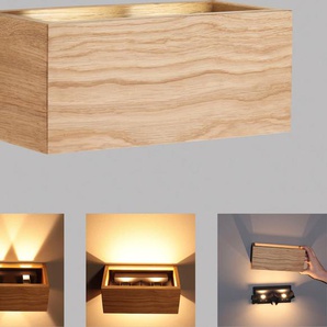 Wandleuchte FISCHER & HONSEL Shine-Wood Lampen Gr. Höhe: 10,00 cm, braun (eiche natur geölt) LED Wandleuchten