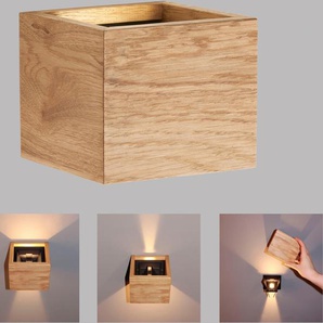 Wandleuchte FISCHER & HONSEL Shine-Wood Lampen Gr. Höhe: 10,00 cm, braun (eiche natur geölt) LED Wandleuchten made in Germany, langlebige