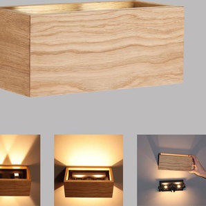 Wandleuchte FISCHER & HONSEL Shine-Wood Lampen Gr. Höhe: 10,00 cm, braun (eiche natur geölt) LED Wandleuchten made in Germany, langlebige