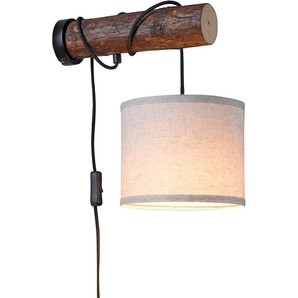 Wandleuchte HOME AFFAIRE Montgardin Lampen Gr. 1 flammig, Ø 20 cm Höhe: 33 cm, braun Wandleuchten Rustikale Wandleuchte mit Textilschirm, Fassung E27 max. Leistung 40 W