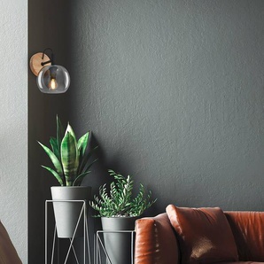 Wandleuchte Jiroma 19 x 16 x 21cm Schwarz/Braun Aluminium, pulverbeschichtet Rauchglas E14
