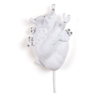 Wandleuchte mit Stromkabel Heart keramik weiß / Menschliches Herz aus Porzellan - Seletti - Weiß
