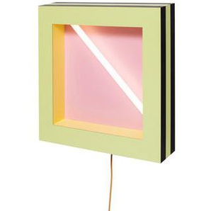 Wandleuchte mit Stromkabel Negresco plastikmaterial holz rosa gelb / By Martine Bedin, 1981 - 60 x 60 cm - Memphis Milano - Gelb