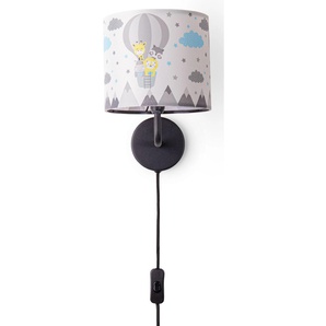 Wandleuchte PACO HOME Cosmo 343 Leuchten Gr. 1 flammig, Ø 18 cm Höhe: 26,5 cm, schwarz Wandleuchten Lampe Kinderzimmer Stecker âˆ…18cm Heißluftballon Tiere Kabel 3m E14